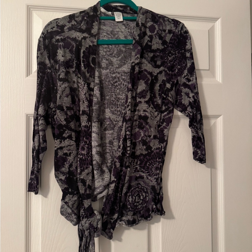 J. Jill Black and Gray Floral Cardigan